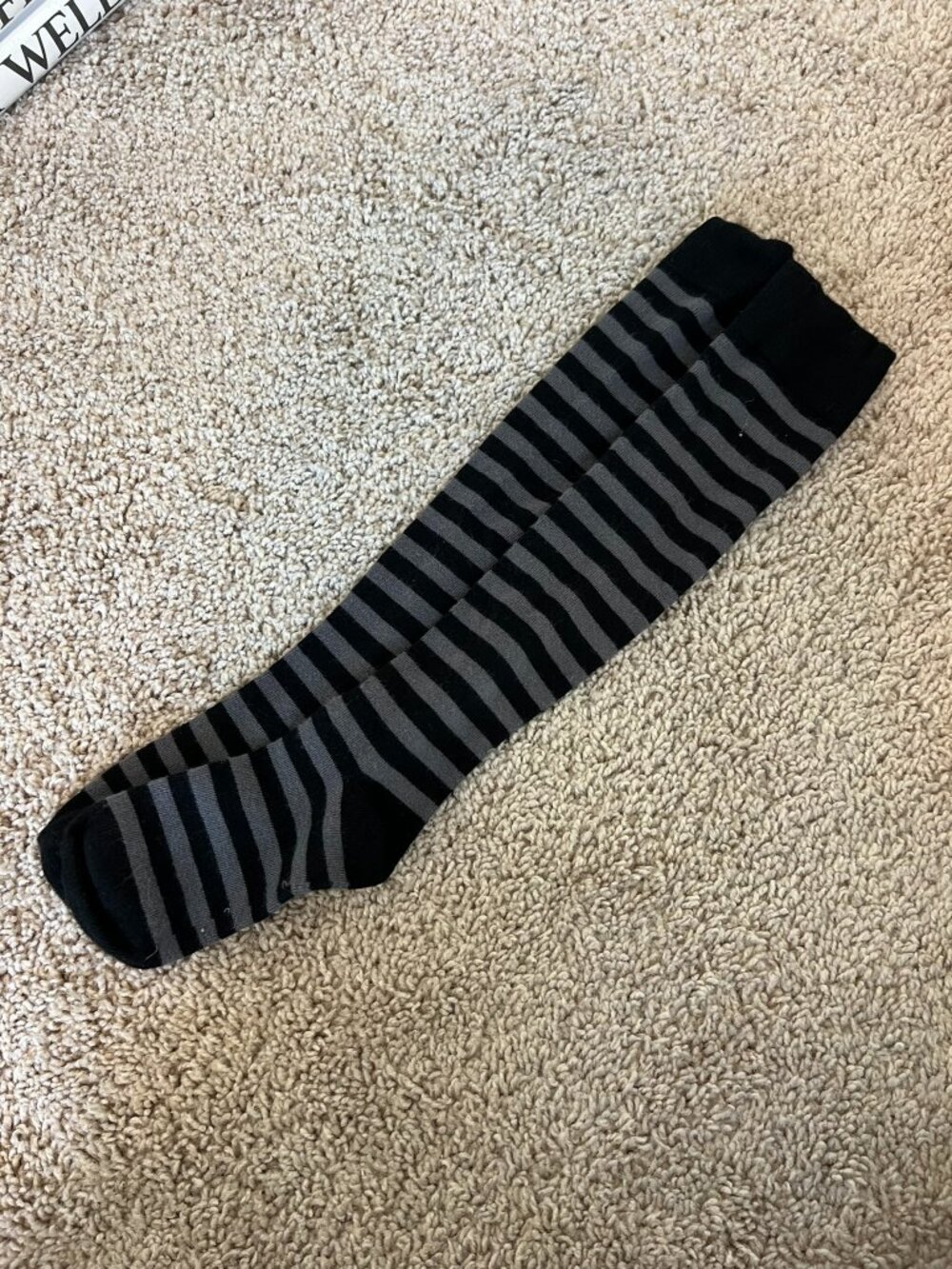 Black/Gray Striped Socks Ribbed Classic Warm Stylish Comfort Winter Essentials